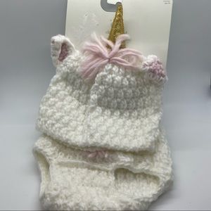 Unicorn hat and diaper cover. One size.